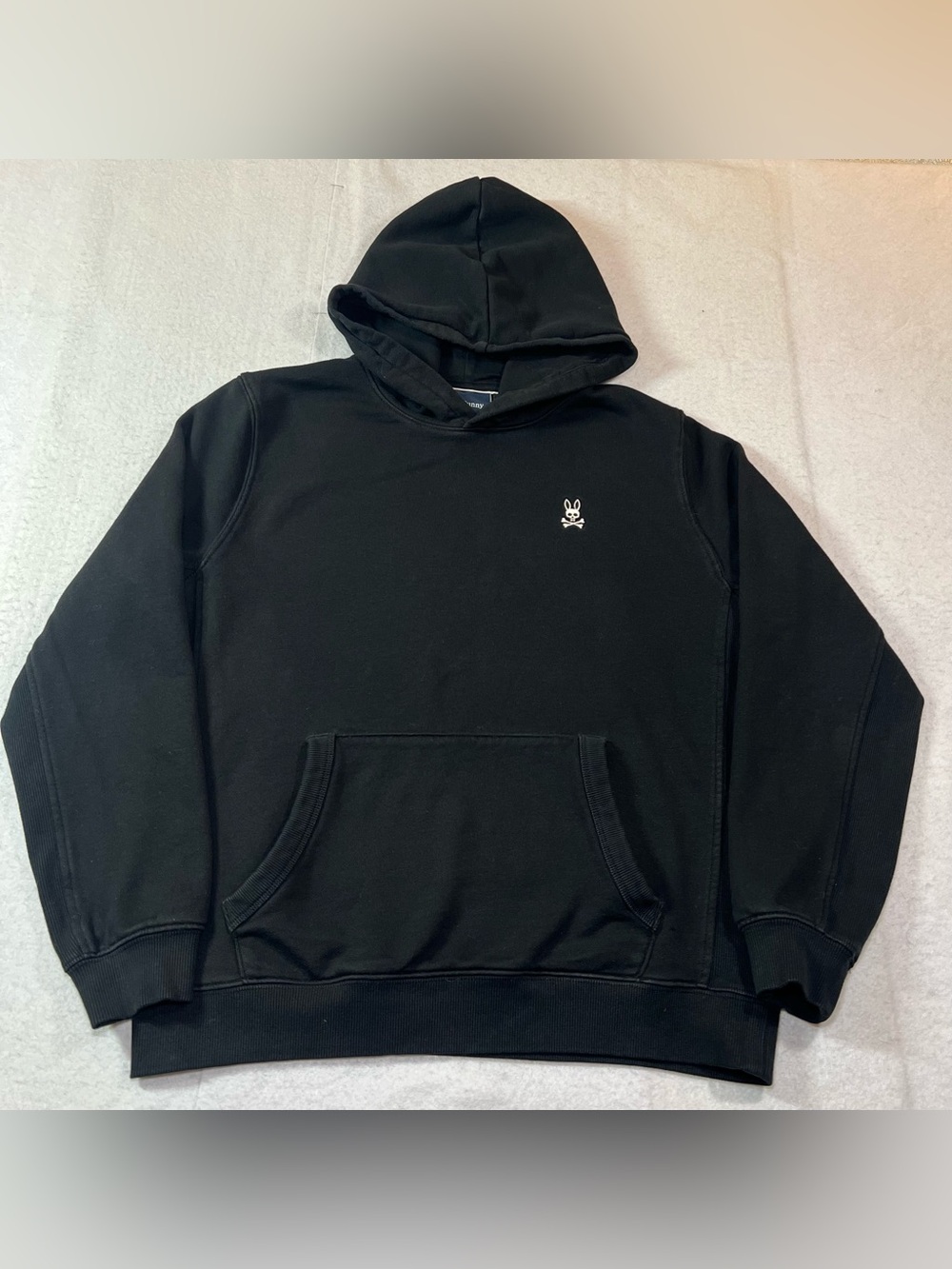 Psycho Bunny Kids Levy Essential Fleece Hoodie Black Boys L 14-16